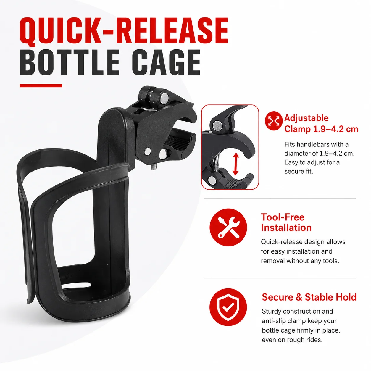 PINMOAP 1/2P Release Bike Water Bottle Holder Universal Bottle Cage Lightweight Bicycle Mount MTB Road Bike Cycling CommuterUse