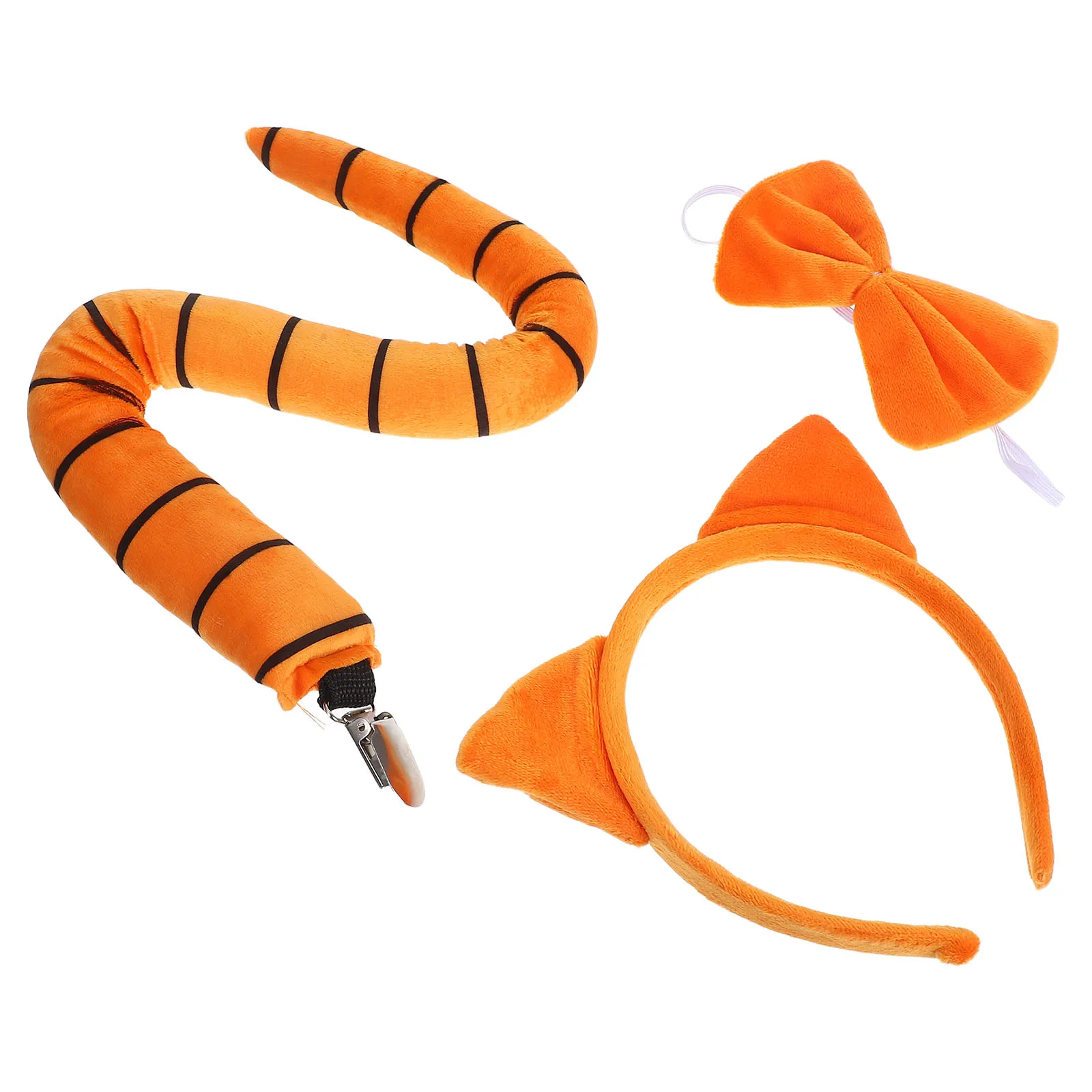 Set di animali per bambini Orecchie di gatto arancioni Fascia per capelli Coda Accessori per costumi Copricapo per ragazze Tessuti selezionati morbidi e duraturi Sicuro
