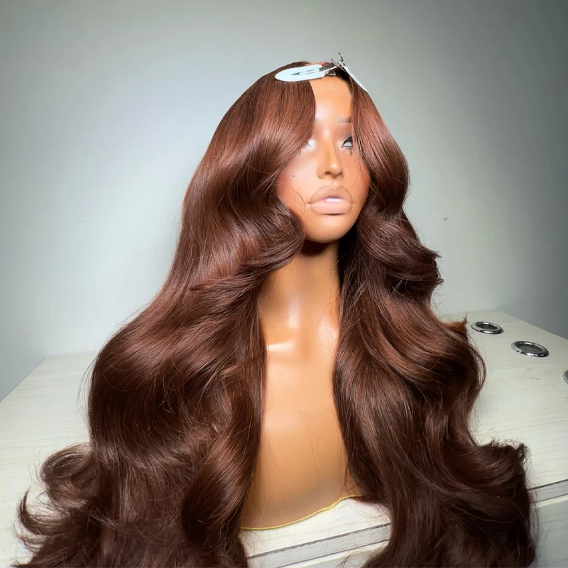 Chocolate Brown Wigs 13x4 Lace Front Human Hair Wig For BlackWomen Brazilian 200 Density Body Wave Brown Colored Lace Front Wig