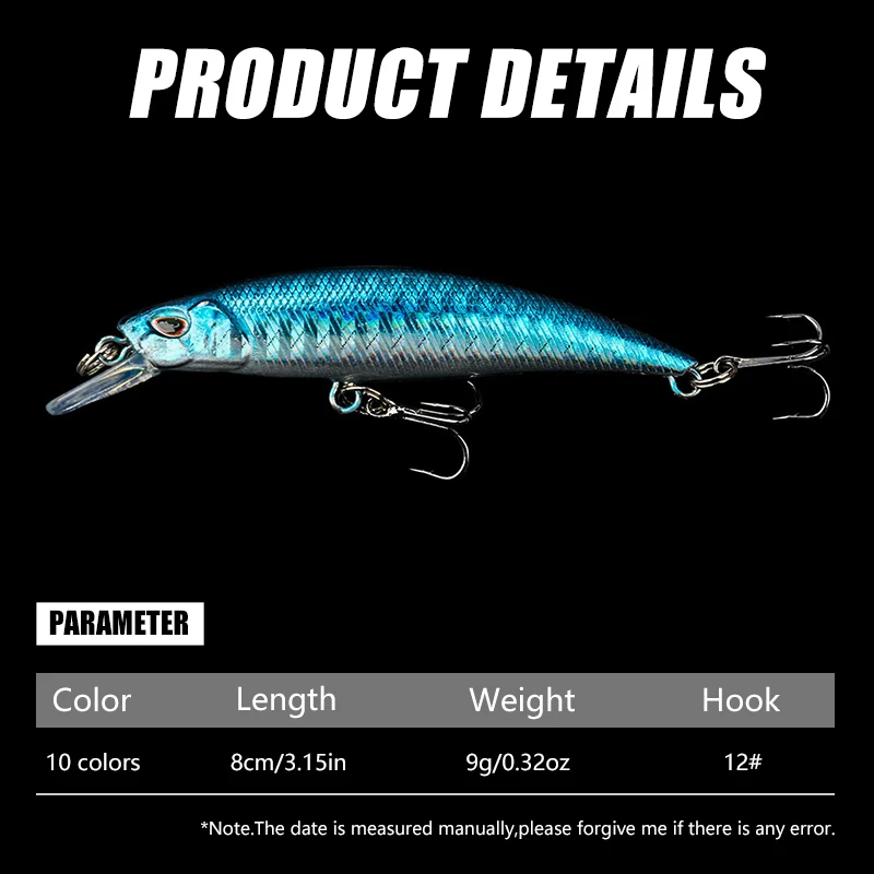 Sinking Minnow Fishing Lure Pike 8cm 9g Perch Bait Wobblers Artificial Hard baits Peche en mer Spring Goods for fishing