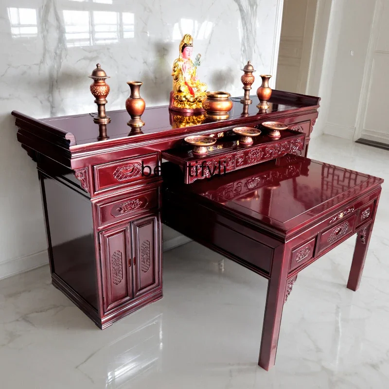 

C56 Solid wood incense table household God of Wealth table rural hall incense table new Chinese Buddhist hall
