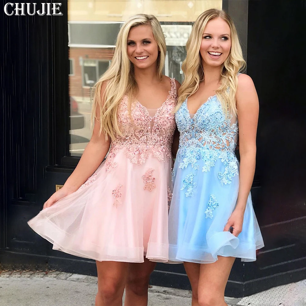 

Lace Applique Silver vestidos graduación adolescentes Homecoming Dresses A Line Cocktail Dress Customized Evening Party Gowns