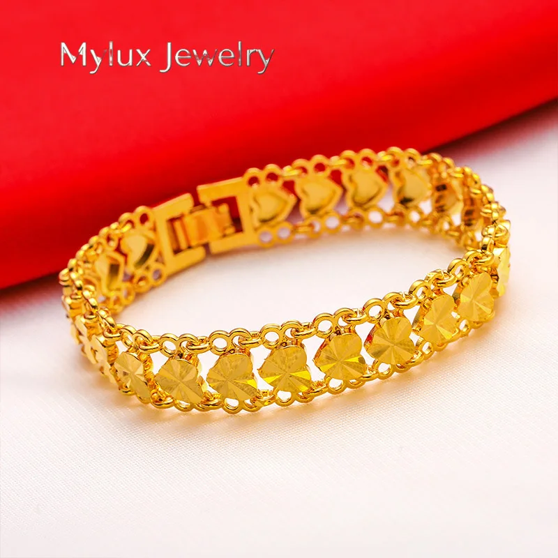 

Mylux Jewelry 24K gold adjustable bracelet AU999 full gold, wide-face shiny body shape is simple and elegant