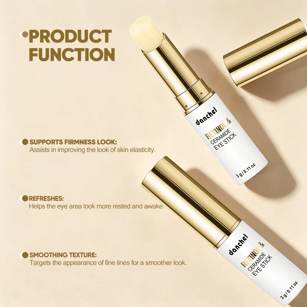 Retinol & Ceramide Eye Stick Reduce Dark Circles Brighten Firm Eye Skin Deep Hydrating Light Yellow Balm Texture Eye Cream