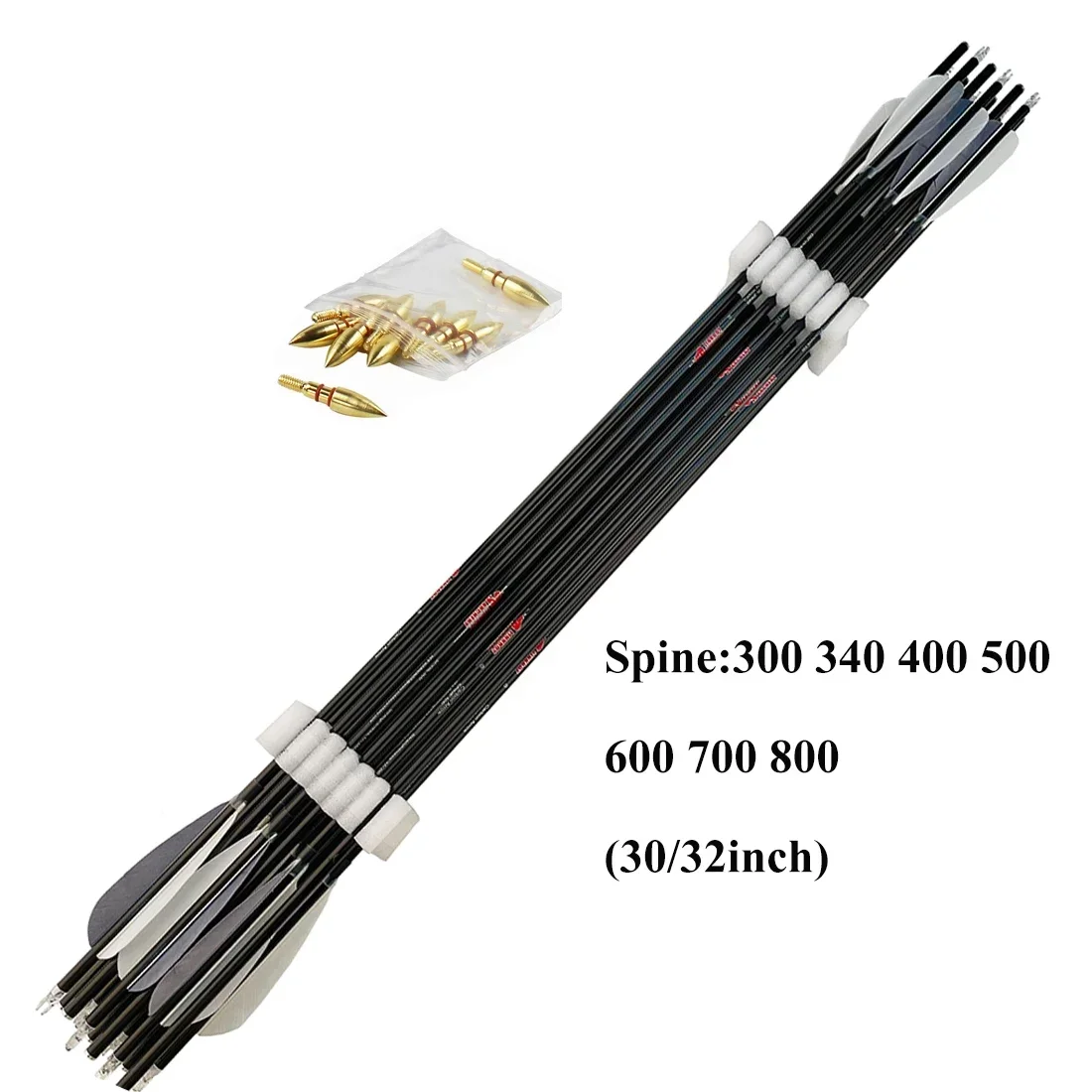 

12PCS 100% Pure Carbon Arrows ID6.2MM 5inch Turkey Feather Compound Traditional Bow Hunting Shooting