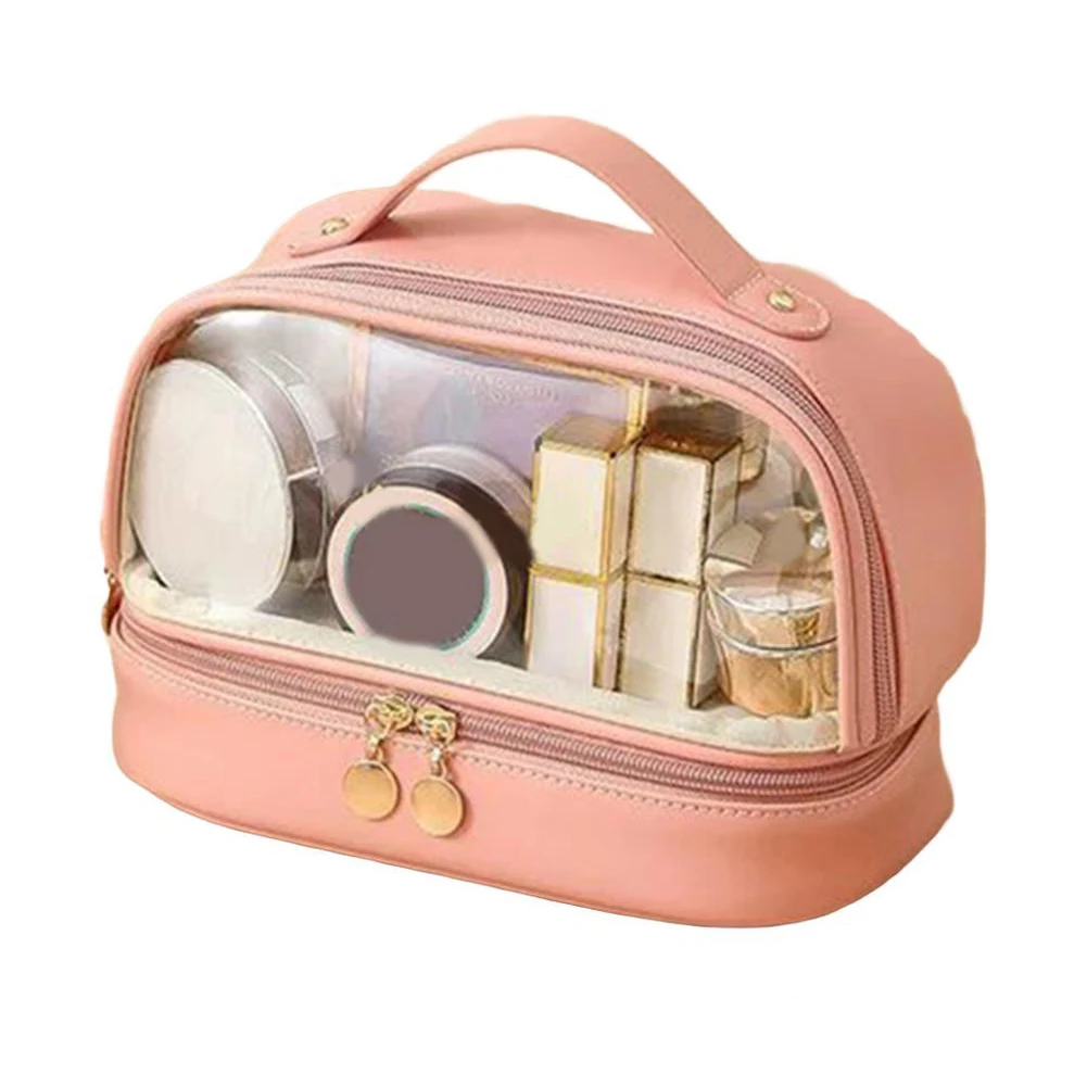 

Модный органайзер для путешествий, двухслойная сумка для туалетных принадлежностей, ежедневный органайзер для косметики, 23*16*13,5 см, легко чистящаяся сумка