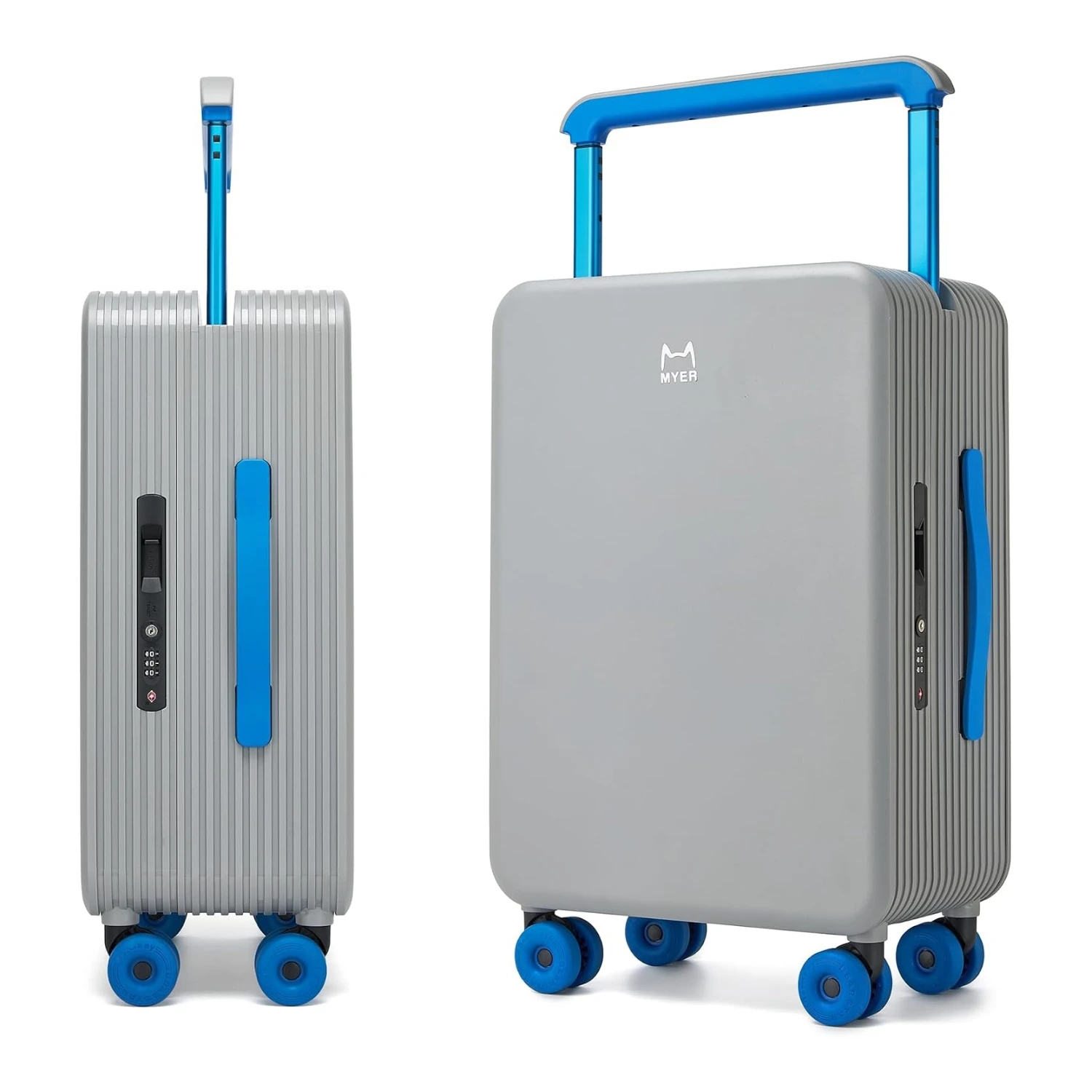 Fashoin Wide Handle Suitcase Hardside PC Material Men Rolling Luggage Travel Spring Shock Absorption TPU Spinner Wheels TSA Lock