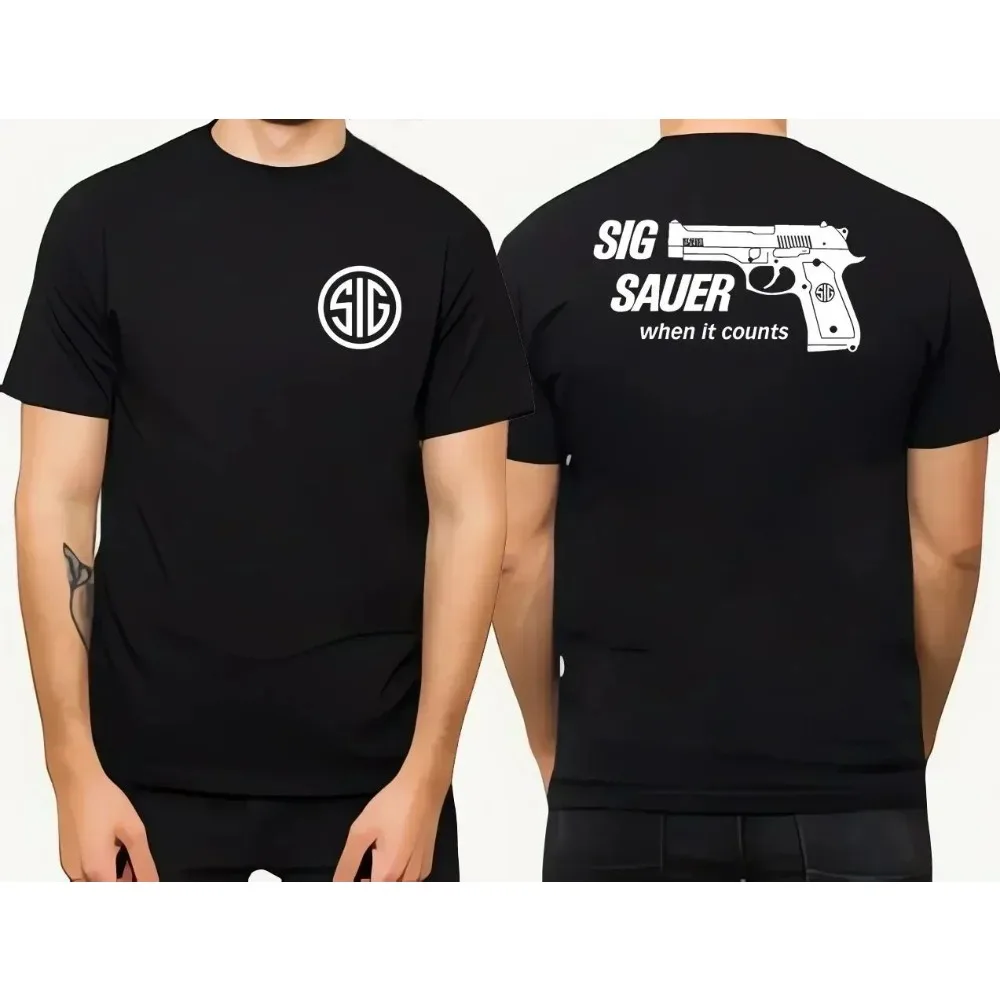 2024 Men's Sig Souer Gun Pattern T-shirt Germon Gun Ammunition Army Top Casual Military Police T-shirt Skull Pattern Tee