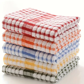 5-Piece Absorbent Plaid Dish Towel Set 1