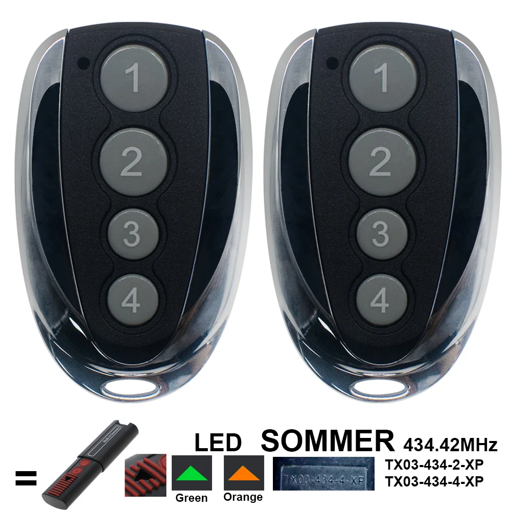 

2 Pieces SOMMER APERTO 4014 TX03-434-2, 4013 TX03-434-4-XP, 4022 TX03-434-2 Replacement Compatible Remote Control 434.42MHz