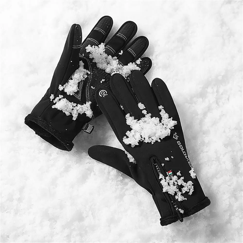 Men Winter Touch Screen Black Color Motorcycle Gloves Racing Riding Gloves Thermal Fleece Lined Heated Riding Gloves