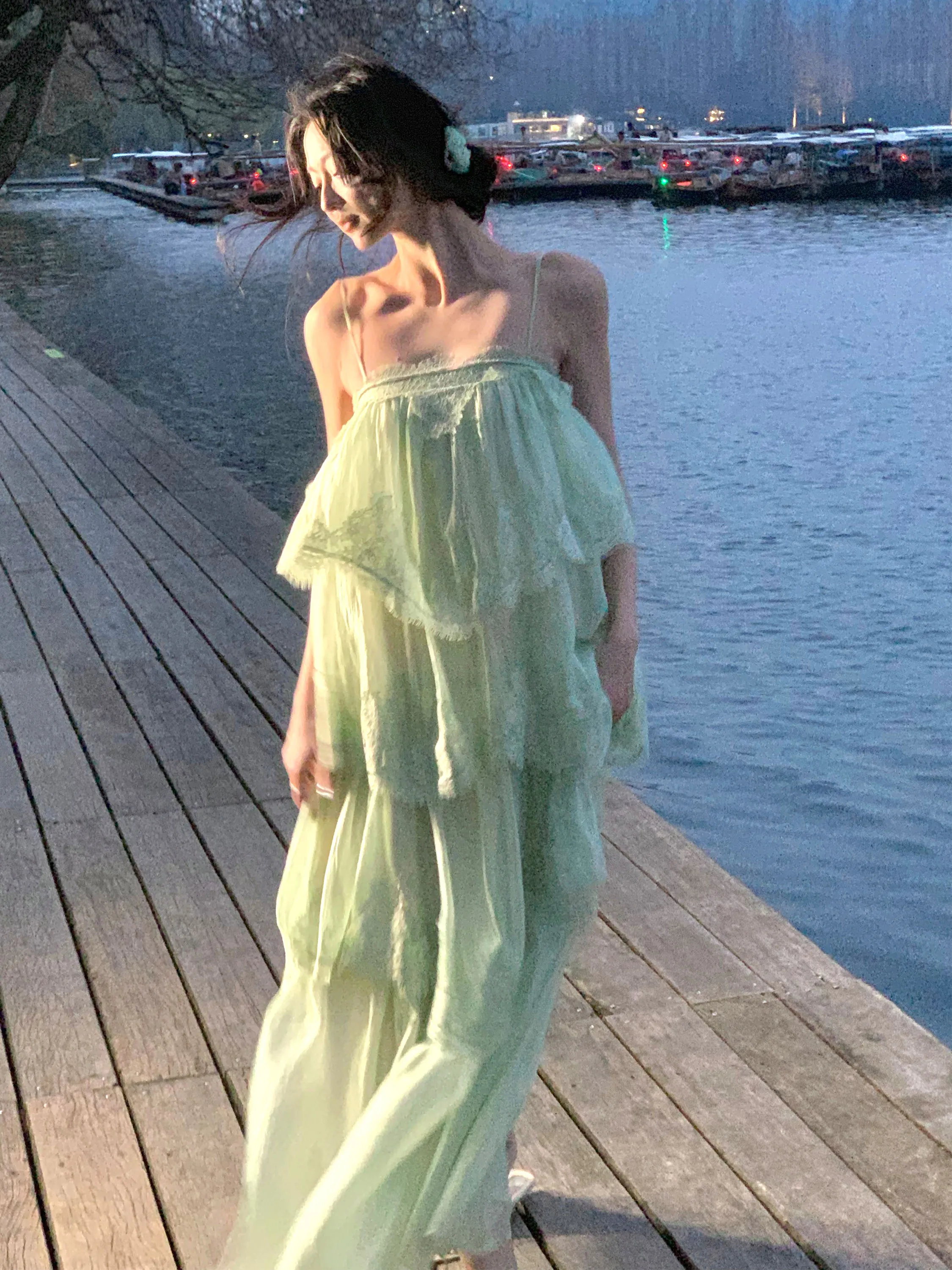 

Mint Green A-Line Dress Women's Sweet Fairy Halter Cake Skirt Spring Summer New Style N&U Nuano Dresses Polyester Fiber