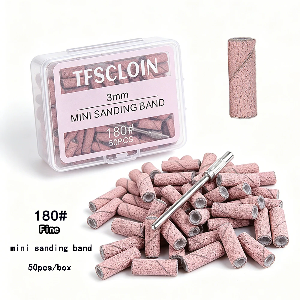 3mm Nagelschleifbänder-Set 80/120/180/240 Körnung Mini-Nagelbohrer Elektrisches Nagelfeilen-Zubehör Polierwerkzeug für Maniküre – Detail 7