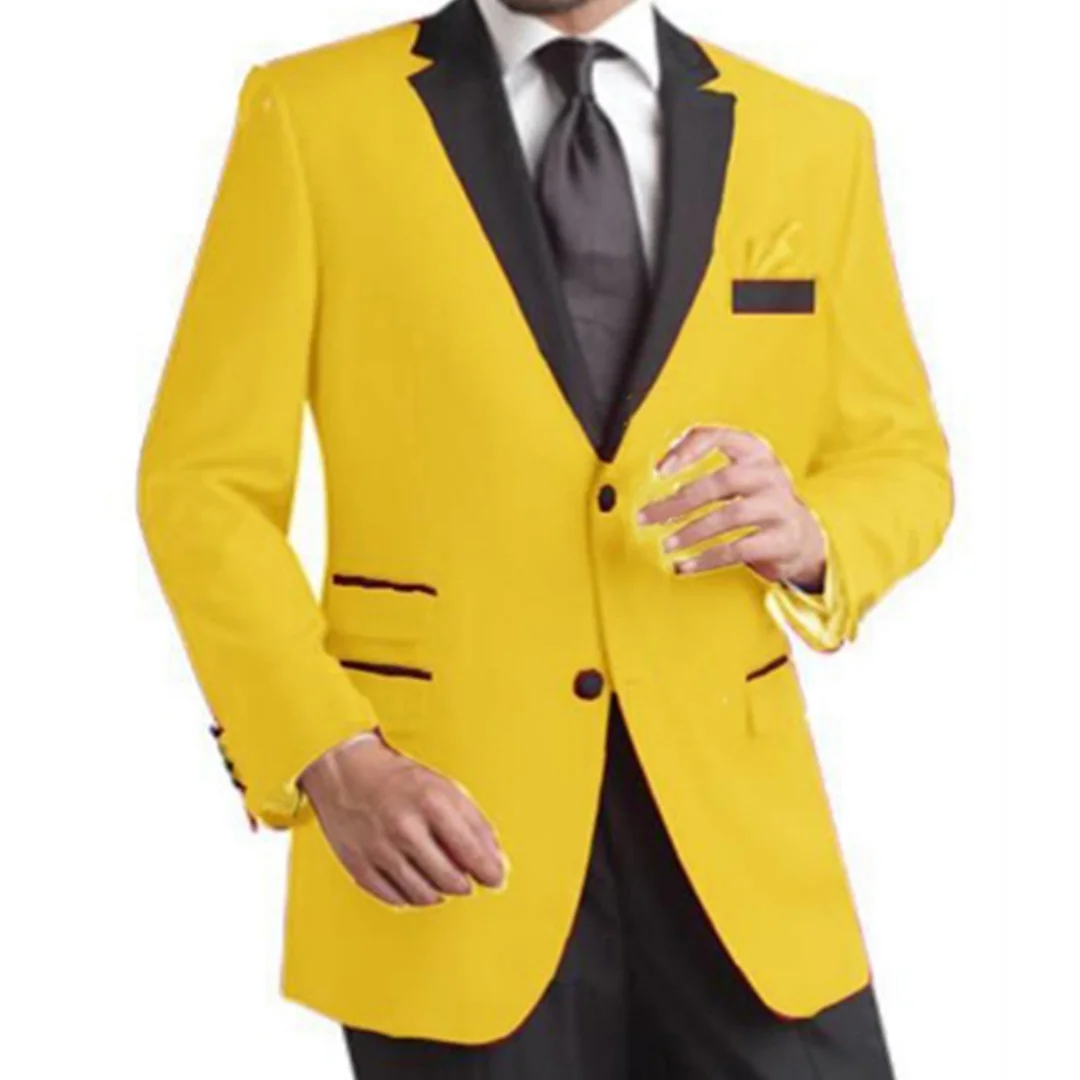 Two Button Yellow Bridegroom Formal Party Men Suits Men's Business Suits 2 Pieces(Jacket+Pant+Tie)traje de novio