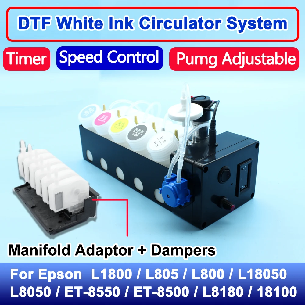 

DTF White Ink Circulation CISS System For Epson L1800 L805 L800 L18050 L8050 ET-8550 ET-8500 L8180 18100 With Manifold Damper