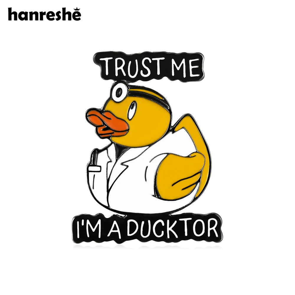 Hanreshe Funny Duck Doctor Brooch Medical Enamel Pin Cartoon Anime Badge for Doctor Nurse Lapel Pin Jewelry Gifts