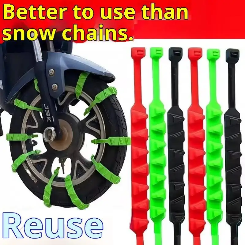 10/20pcs Anti-Skid Snow Chains For Motorcycles Bicycles Winter Tire Wheels Non-slip Cable Ties Motorbike Emergency Tire Chain