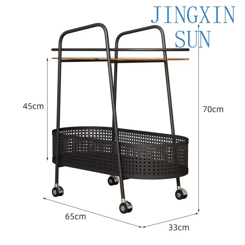 Bedside small side table wrought iron tea  trolley mini movable side cabinet glass coffee table creative light luxury sofa