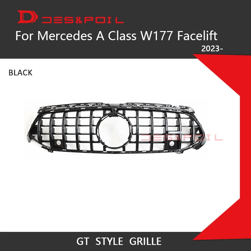 For 2023 New A Class W177 Amg GT Grill Vertical Grille Front Racing Car Styling For Mercedes A180 A220 A200 A35 Sedan Coupe