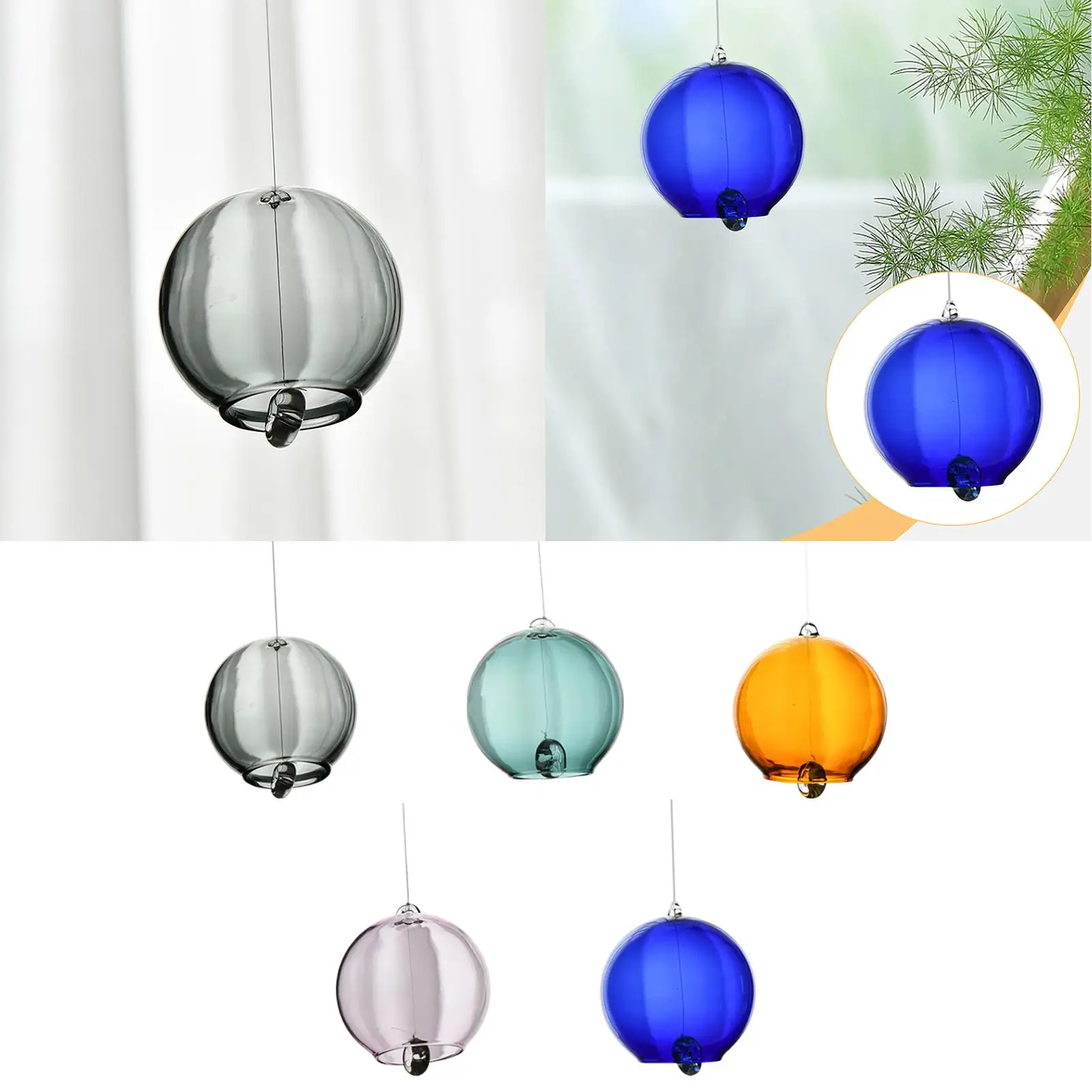 Traditional Borosilicate Glass Wind Bell Soothing Sound Lightweight