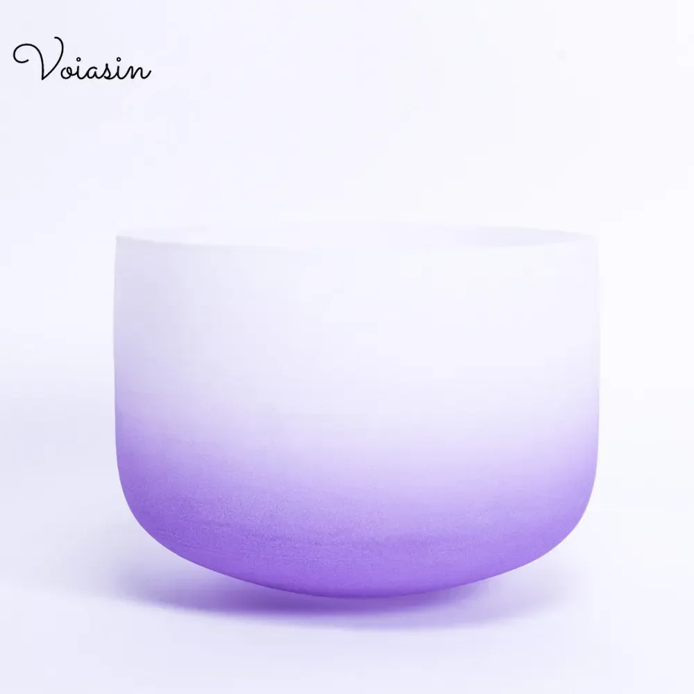 

8-12inch Purple Gradient Quartz Frosted Crystal Singing Bowl, Profession Meditation, Voiasin Bowls with Mallet and O-Ring Set