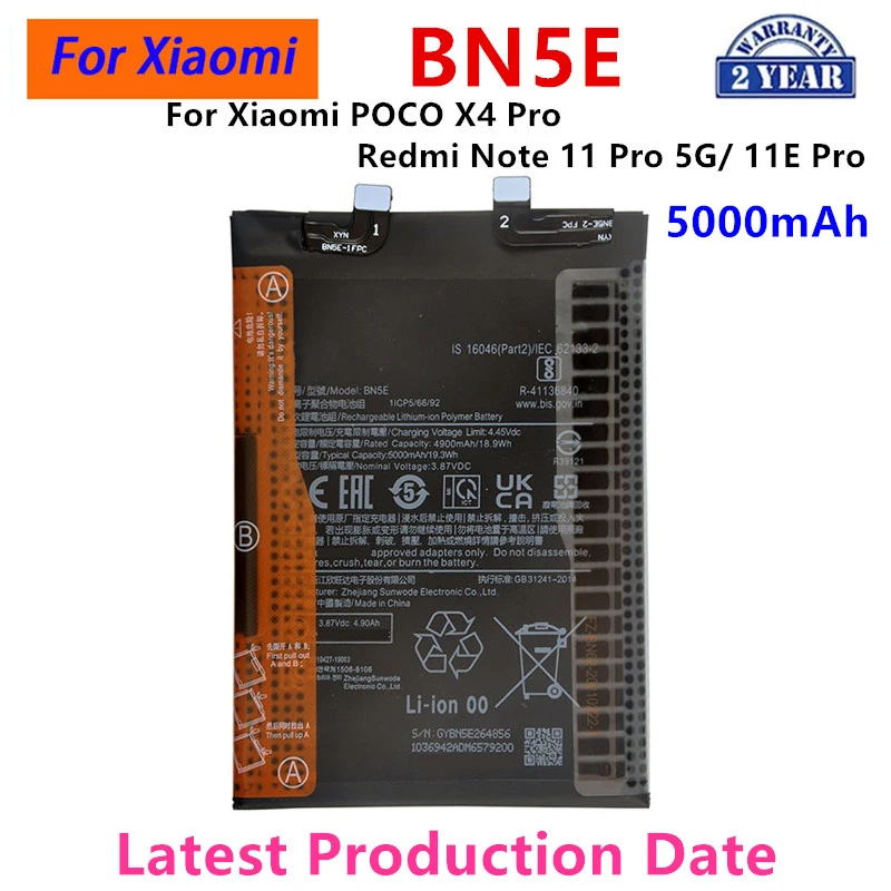 BN5E BM69 Battery For Xiaomi Redmi Note 11 Pro 5G/ 11E Pro /Poco X4 Pro/ Poco X7 pro / Redmi K80 / Redmi turbo 4 Batteries+Tools
