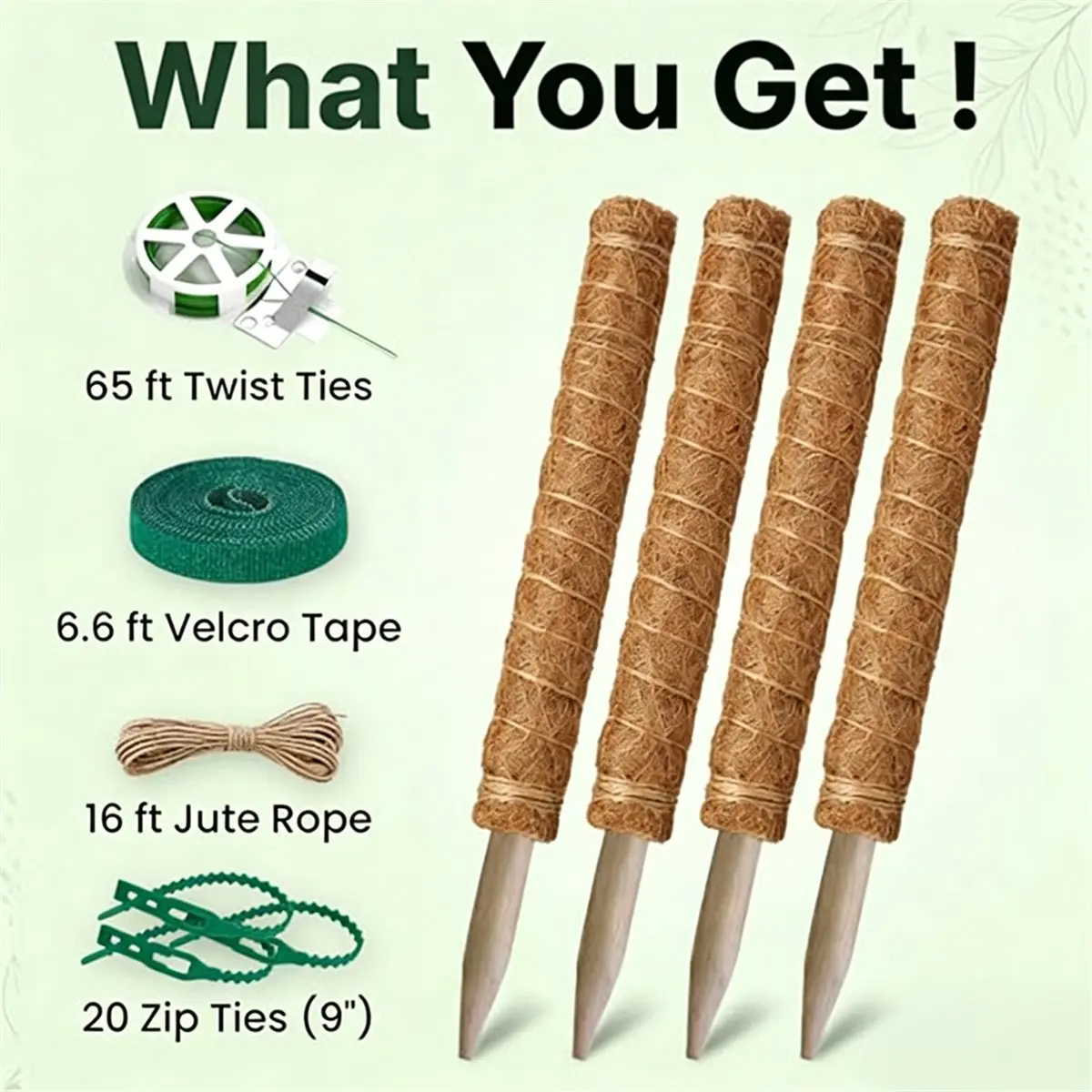 4-Piece Plant Stand Set - Plant Stumps for Indoor Climbing Plants - Coconut Shell Stumps and Rooftop, and Filodendrace