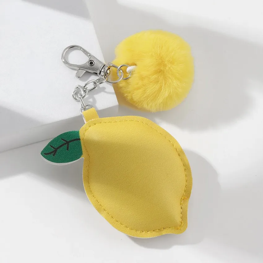 New Fruit Lemon PU Leather Women's Bag Pendant Accessories Versatile Fresh Keychain Hanging Gift Wholesale