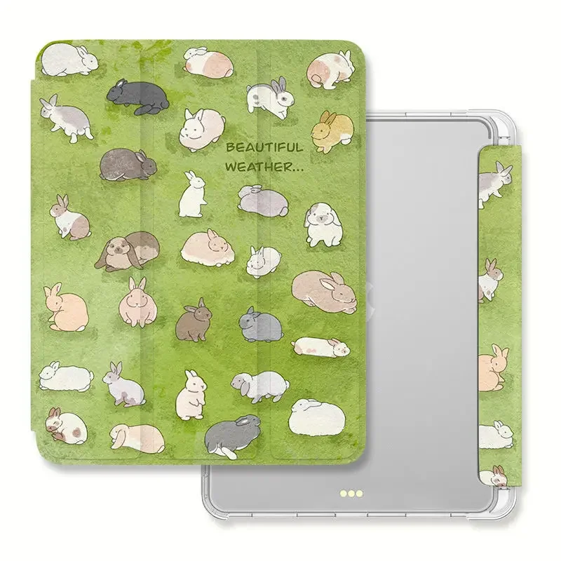 

Smart Cover Case for IPad Mini6 IPad Case 9th Generation 2018 9.7 5/6th Air 2/3 10.5 for Samsung Tab A9 8.7" Plus 11" Rabbit