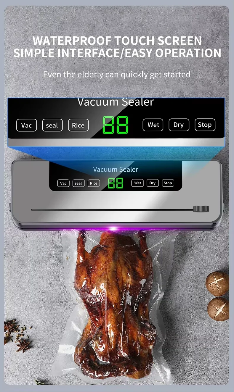 Electric Vaccum Sealer 110V/220V Dry/Wet Food Packaging Machine Bag Sealing with UV Food Cutter Food Vacuum Packaging Machine gallery 5