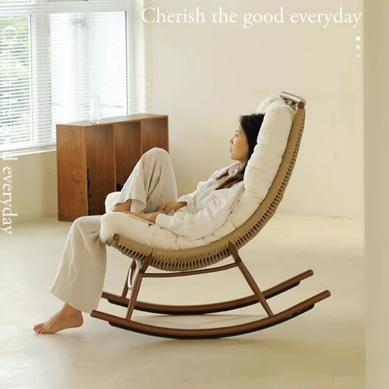 Rocking chair household adult balcony garden rattan leisure recliner living room lazy elderly outdoor courtyard rattan chair
