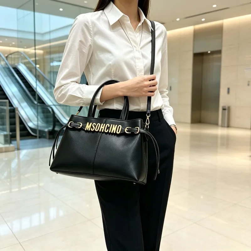 Premium Leather Shoulder Bag Women's Fashionable Messenger Bag Luxury Brand Top Handle Tote
