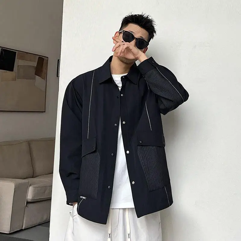 

Свободная повседневная куртка оверсайз 300 Pou Jaet для мужчин и женщин, осенне-зимняя, винтажная, в стиле пэчворк, американская и корейская версия