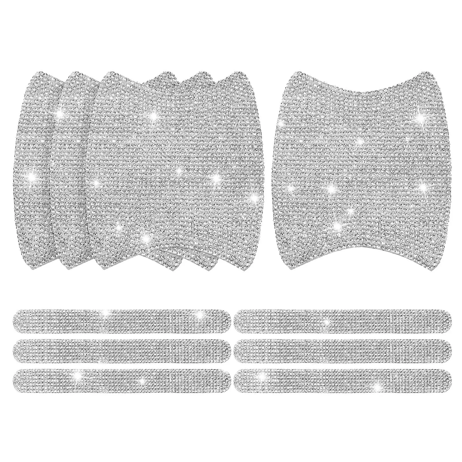 10Pcs Car Door Handle Protector Covers Rhinestone Bling Sparkly Scratch Guard Universal Car Accessories Women Exterior