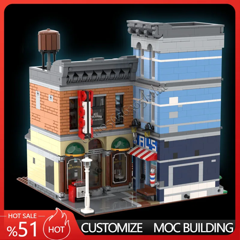

2177 PCS MOC City Street Views Modular Detective's Office Building Blocks Diy Educational Assembly Children Toys Birthday Gifts
