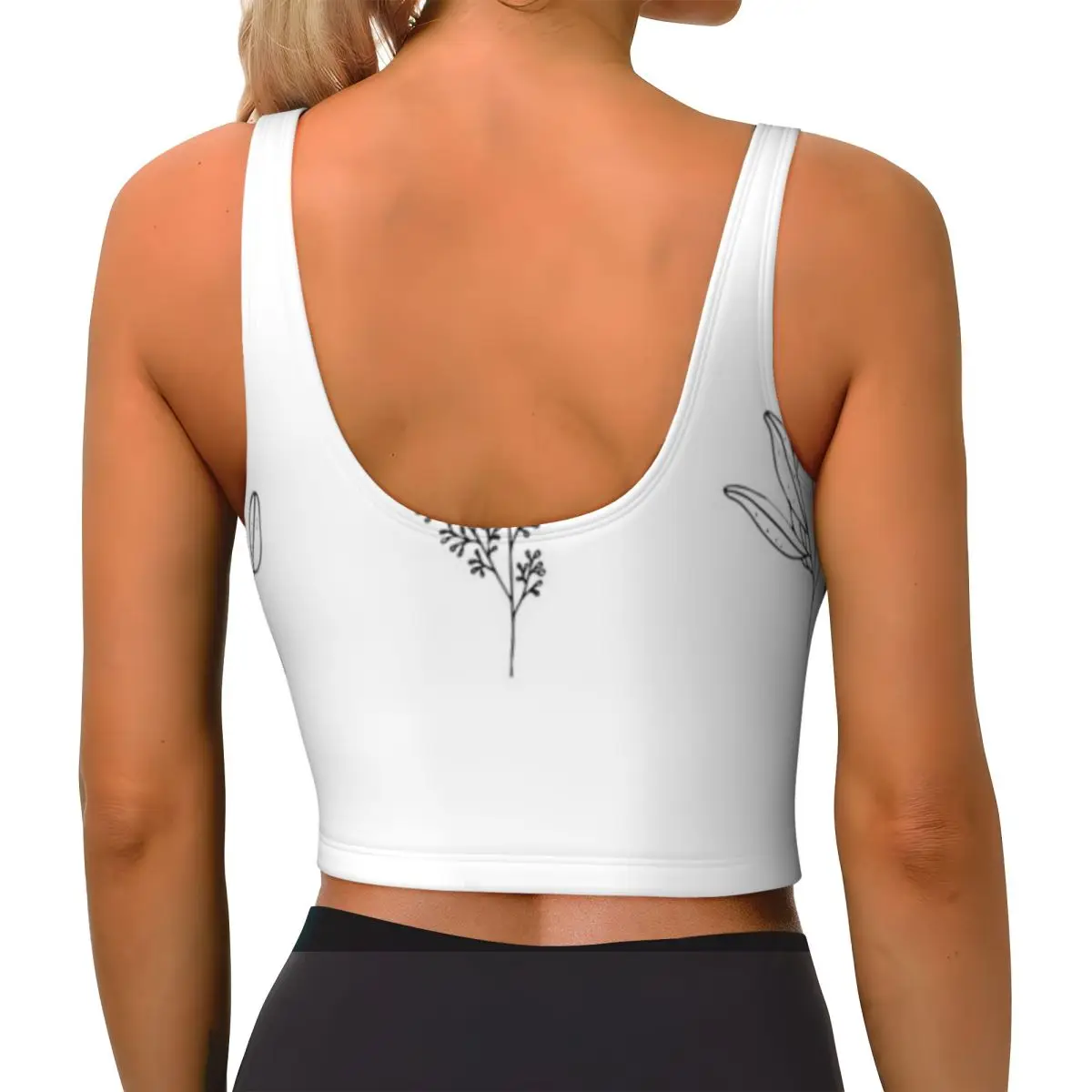 Casual Sports Camisole Flower Stickers Leisure Sports High Support Sports Bra Top