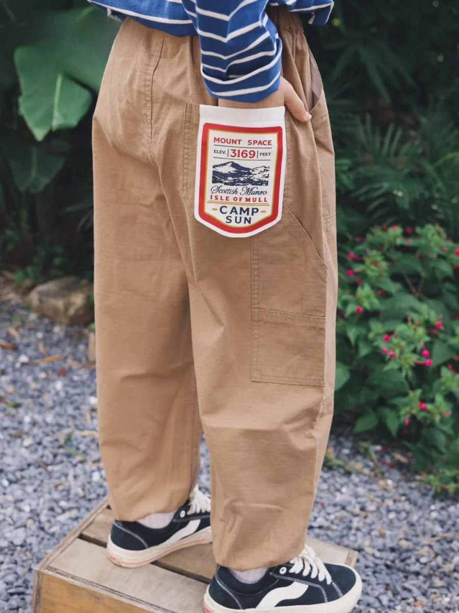 facec-pure-cotton-outdoor-boys-cargo-pants-loose-fit-camping-hiking-long-trousers-spring-autumn-new-style-retro-cuffed-trousers