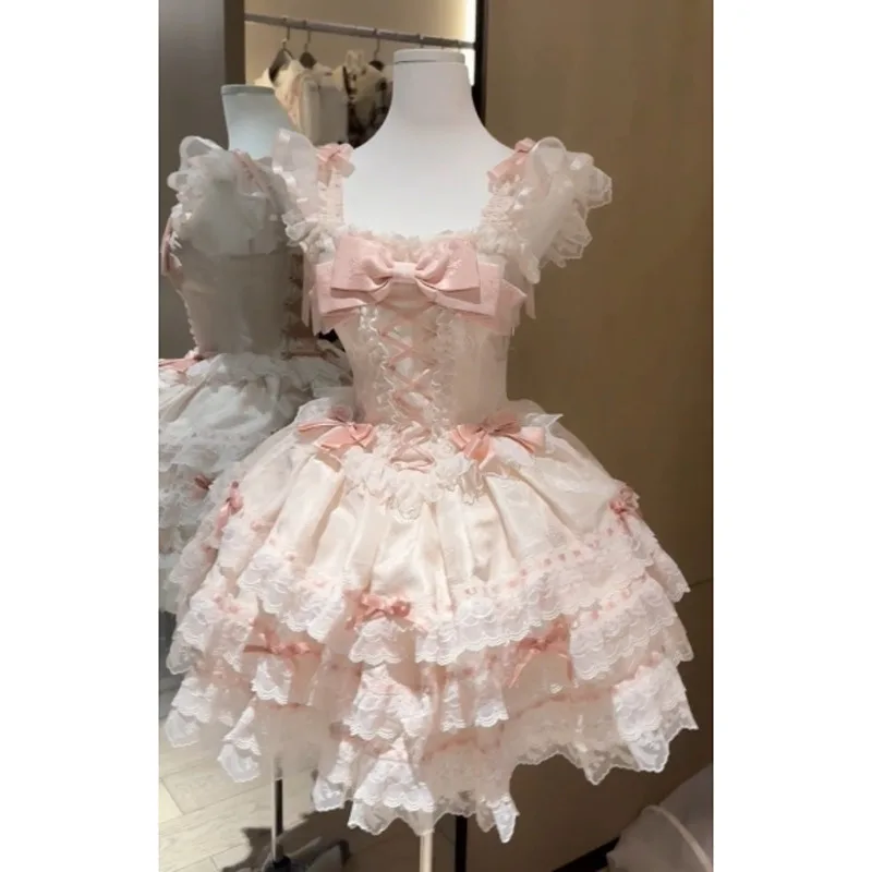 

Sweet Cute Lolita Ballet Princess Dress For Women Summer Stylish Waist-Cinching Puffy Cake Short Dress Lolita Dress
