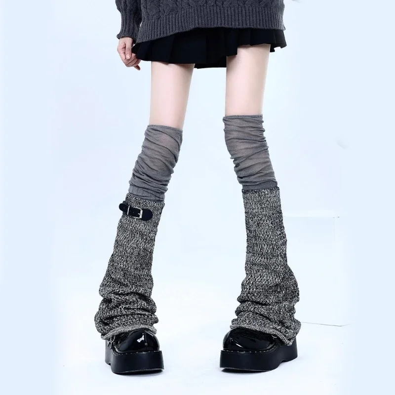 2 قطعة/المجموعة المألوف الشرير التوى حزام تدفئة الساق طبقات فوق جوارب طويلة يغطي القدم #4