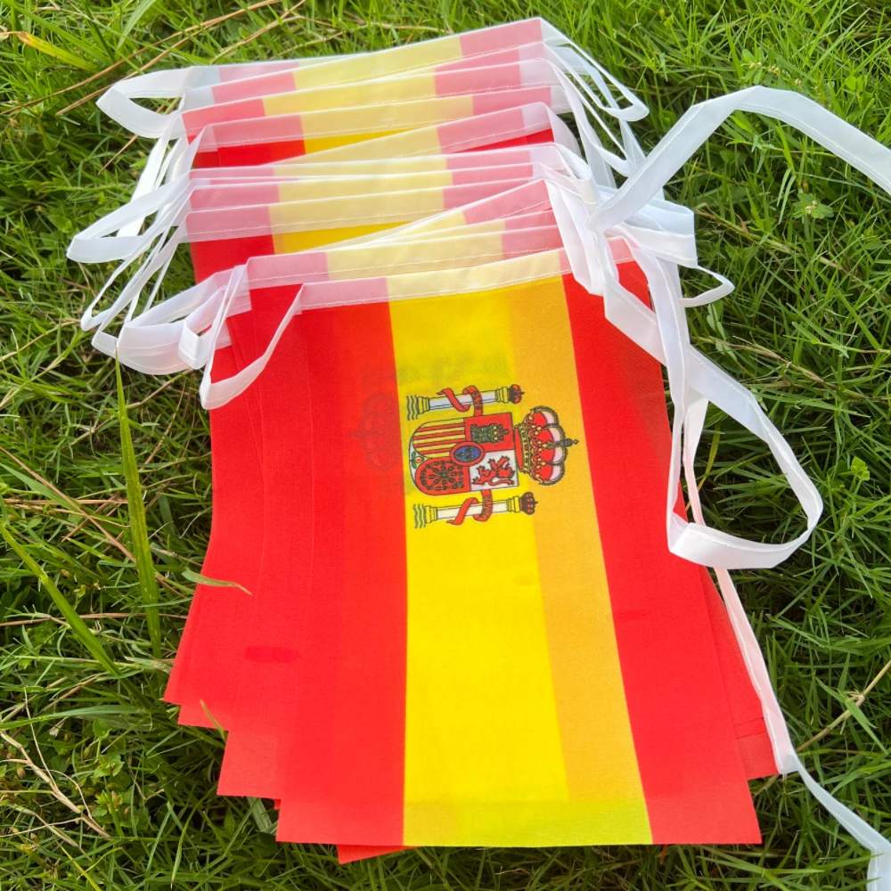 Spanish National Flag 14X21CM Hanging  spain  Flag 20pcs/set Pennant String Banner Buntings F