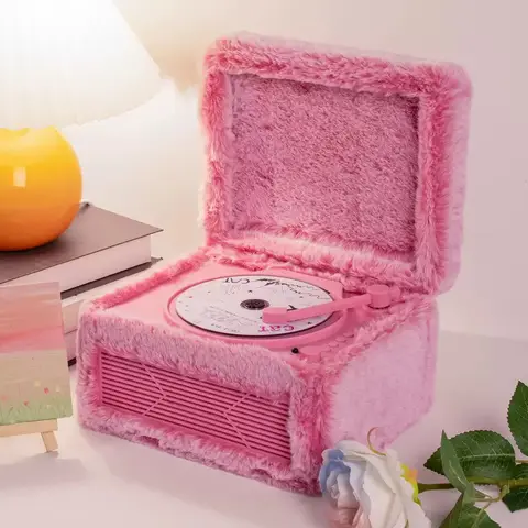 Lettore CD Retrò Meiling M730 2000mAh Rosa Peluche con Qualità Audio Hi-Fi, Altoparlante Bluetooth e Connessione Audio