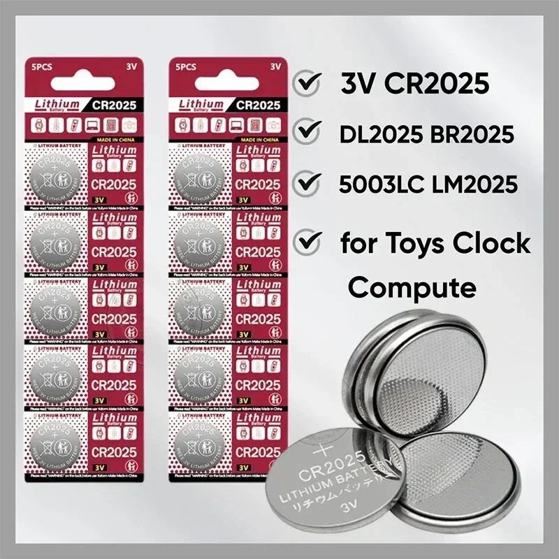 3V CR2025 Li-ion button battery DL2025 BR2025 5003LC LM2025 CR 2025 button battery watch battery for toy clock calculation