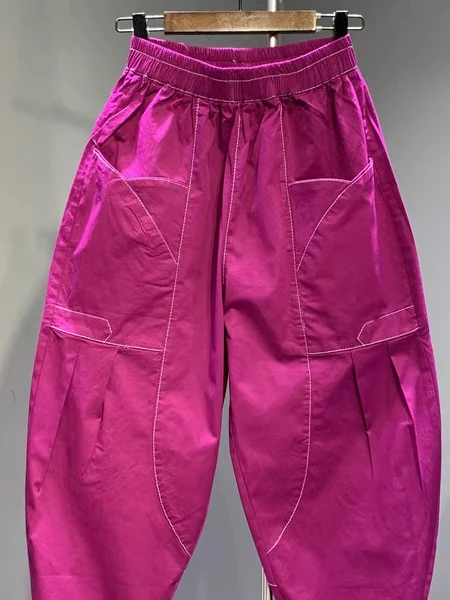 

Loose Casual Harlan Pants for Men And Women Breathable Wear-resistant Autumnal Fire Dragon Fruit Red Small Footed Dad Pants