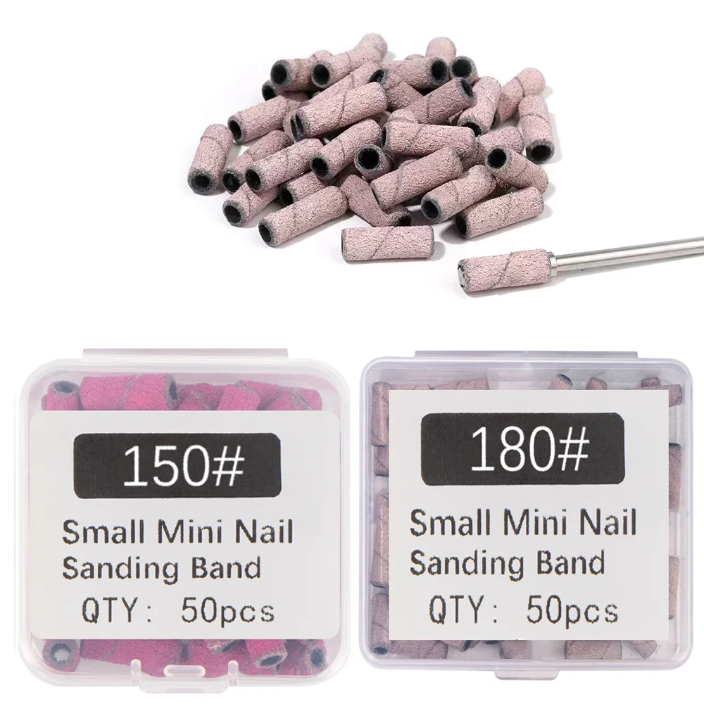 50Pcs 3.1MM Small Sanding Bands With Shaft Set For Dead Skin Calluses Nail Polishing Mini Sandband Nail Drill Bits Manicure Tool