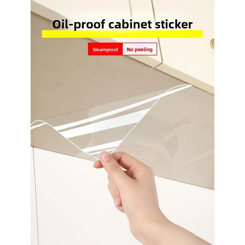 Kitchen Ceiling Cabinet Oil-Proof Stickers Waterproof Moisture-Proof Self-Adhesive Overall Cabinet Bottom Transparent Steam-P...