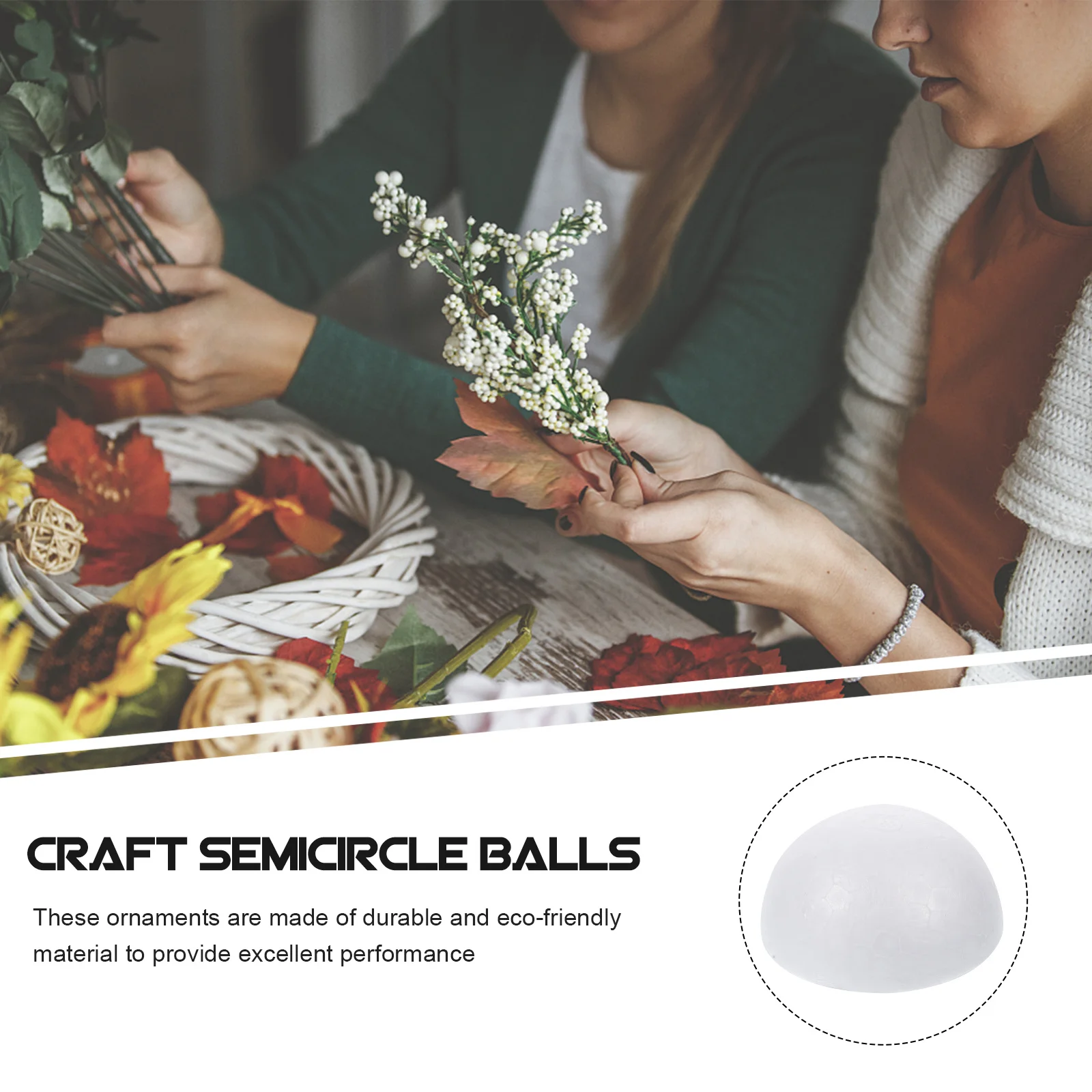 

50 pcs Foam Semicircle Balls Half Round Craft For Diy Painting Flower Arrangement Children Art Projects Holiday Decor