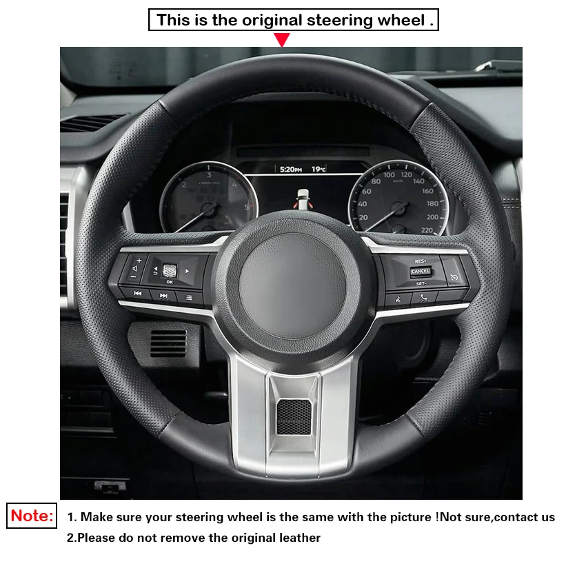 Black Faux Leather Car Steering Wheel Cover For Mitsubishi Triton L200 Montero Pajero 2024-2026