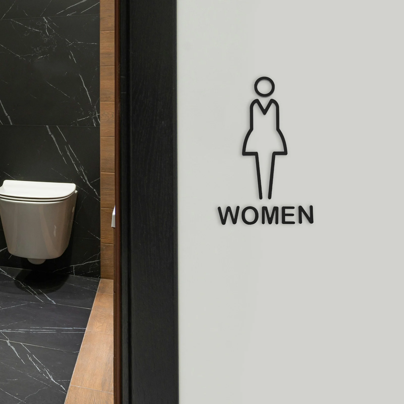 

Acrylic Gender Signs Self adhesive Male Female Bathroom Labels Material Easy Installation Black Design Suitable Restroom