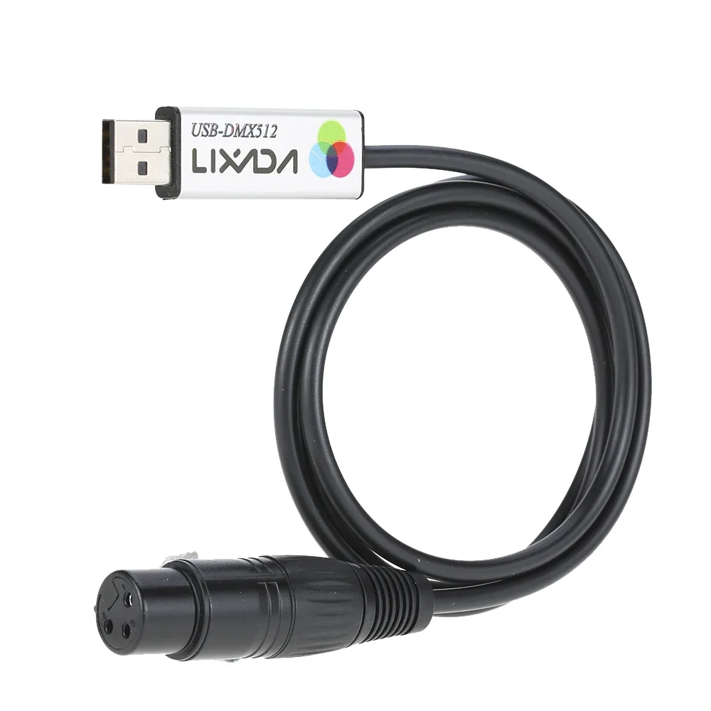 Lixada USB to DMX Interface Adapter LED DMX512 Computer PC Stage Lighting Controller Dimmer