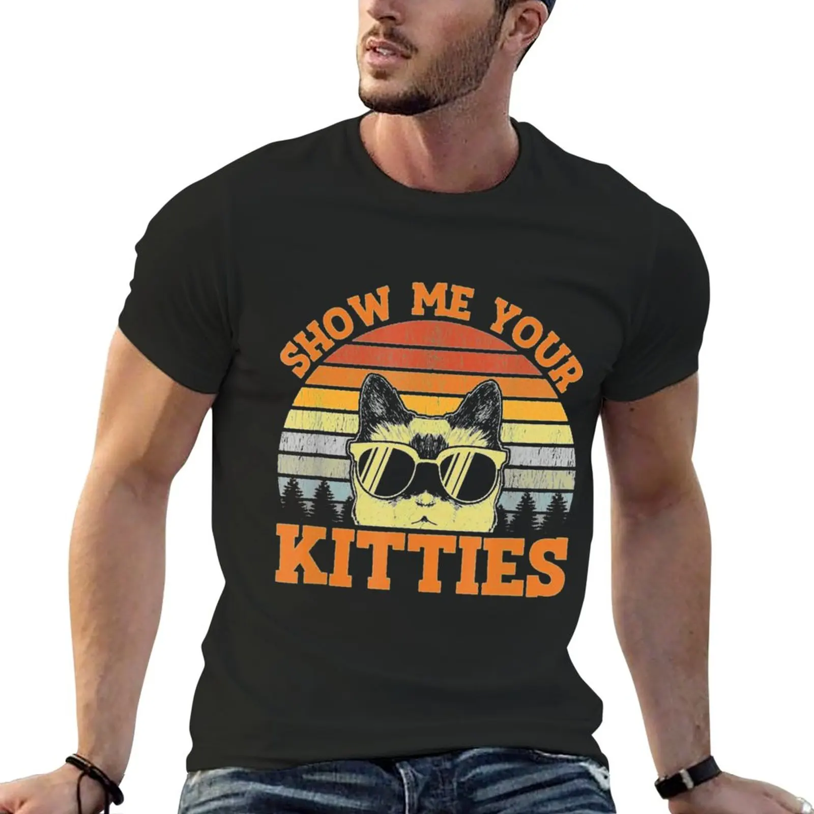 Show Me Your Kitties Vintage T-Shirt sweat shirts men clothing